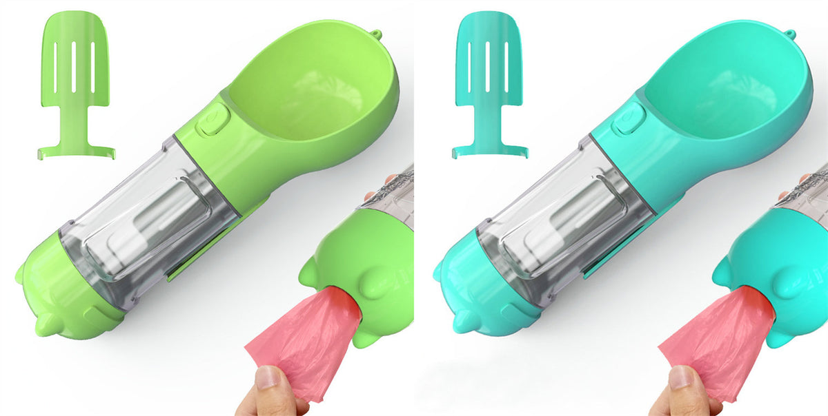 Pet Water Bottle Feeder Bowl Garbage Bag Storage Portable Pet Outdoor Travel 3 in 1 Dog Water Bottle