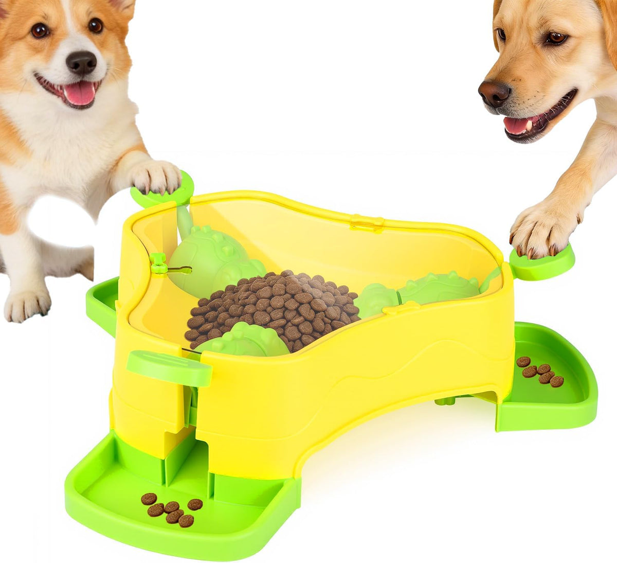 Dog Puzzle Toy, 3-In-1 Interactive Dog Puzzle Toys Press-Type Dog Treat Dispenser Toy Dog Enrichment Toy No-Slip Dog Slow Feeder Interactive Brain Training Toy for Smart Dog Cat, Green
