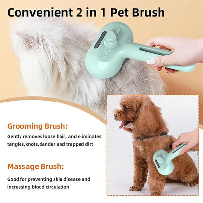 Furry Basics Pet Grooming Brush, Furry Basics Pet Brush, Furrybasics Pet Grooming Comb, Pet Hair Removal Comb with Water Tank and Release Button (White)