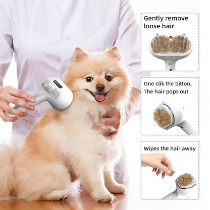Furry Basics Pet Grooming Brush, Furry Basics Pet Brush, Furrybasics Pet Grooming Comb, Pet Hair Removal Comb with Water Tank and Release Button (White)