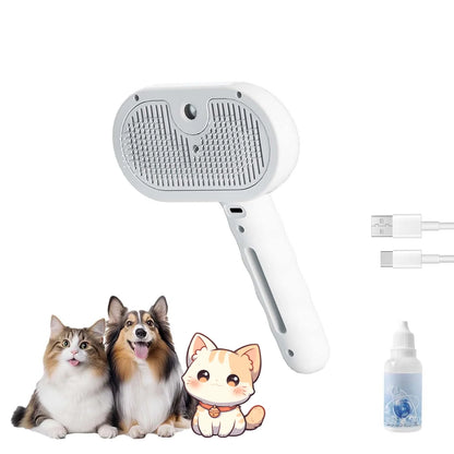 Furry Basics Pet Grooming Brush, Furry Basics Pet Brush, Furrybasics Pet Grooming Comb, Pet Hair Removal Comb with Water Tank and Release Button (White)