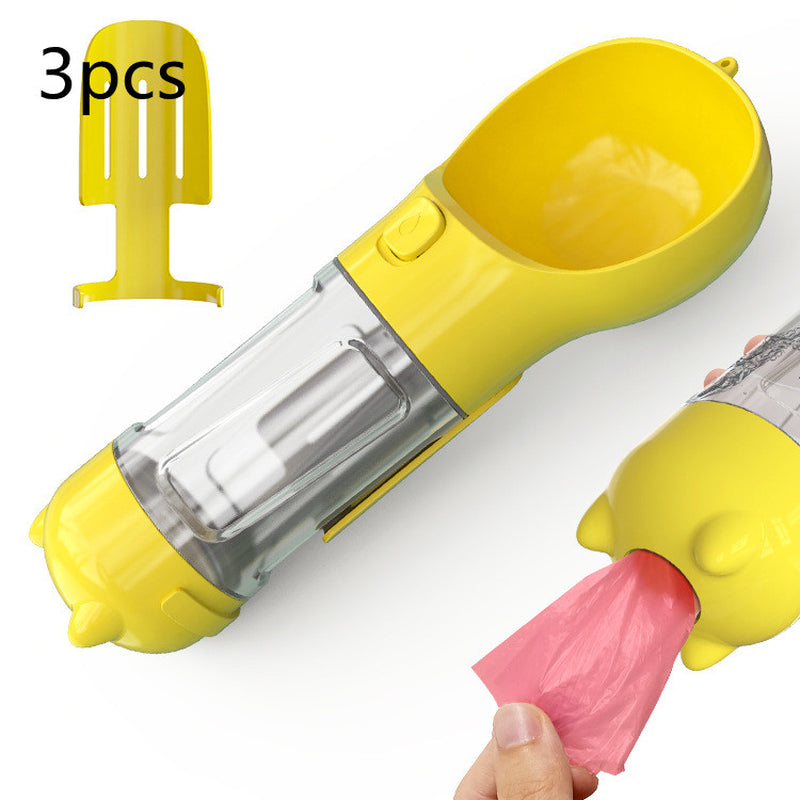 Pet Water Bottle Feeder Bowl Garbage Bag Storage Portable Pet Outdoor Travel 3 in 1 Dog Water Bottle