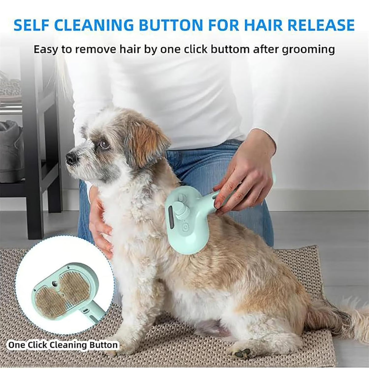 Furry Basics Pet Grooming Brush, Furry Basics Pet Brush, Furrybasics Pet Grooming Comb, Pet Hair Removal Comb with Water Tank and Release Button (White)