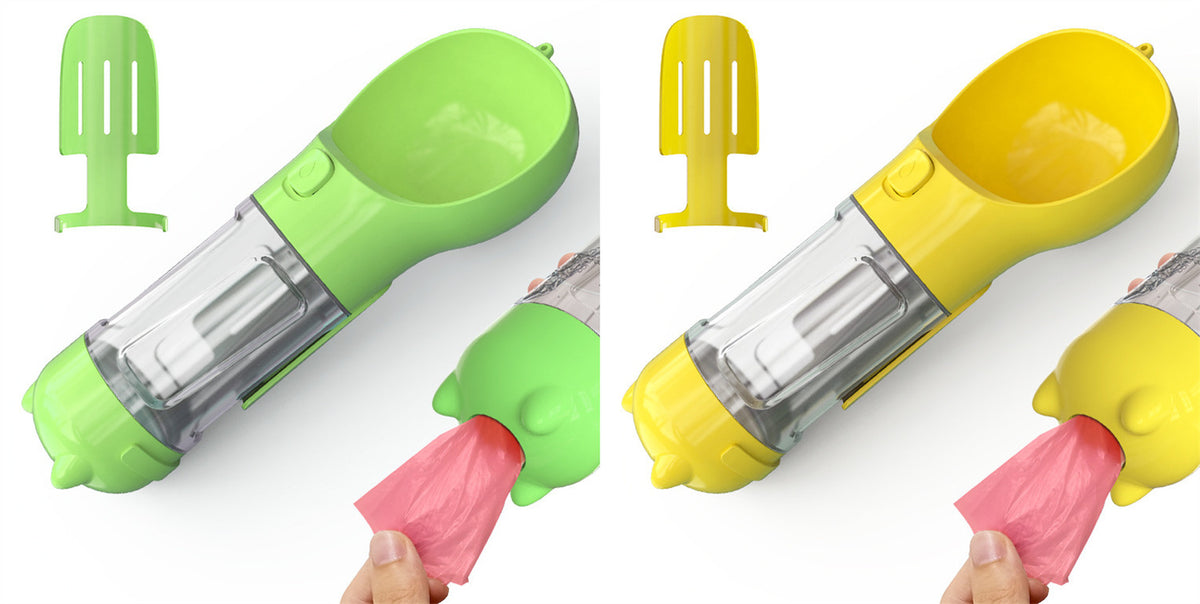 Pet Water Bottle Feeder Bowl Garbage Bag Storage Portable Pet Outdoor Travel 3 in 1 Dog Water Bottle