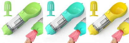 Pet Water Bottle Feeder Bowl Garbage Bag Storage Portable Pet Outdoor Travel 3 in 1 Dog Water Bottle