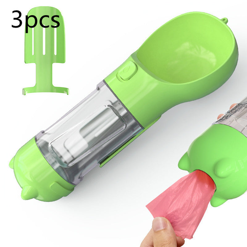 Pet Water Bottle Feeder Bowl Garbage Bag Storage Portable Pet Outdoor Travel 3 in 1 Dog Water Bottle